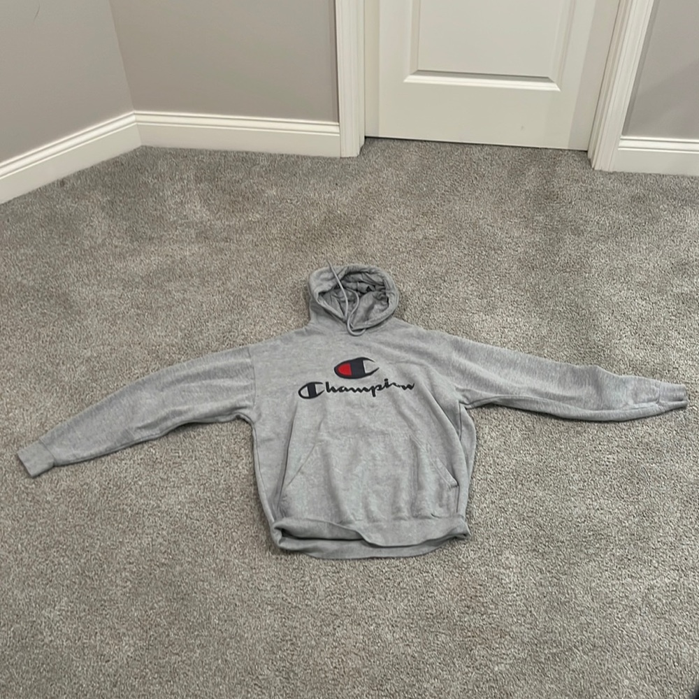 champion powerblend hoodie gray